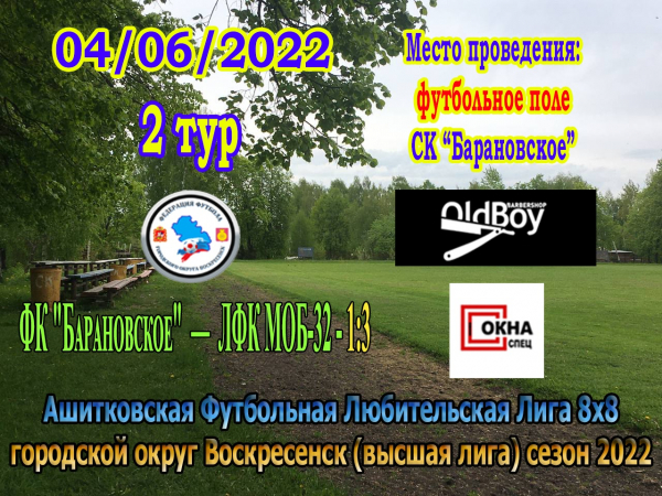 4 июня на футбольном поле СК &quot;Барановское&quot; состоялись 2 и 3 тур Ашитковской футбольной любительской лиги (первая и высшая лига)