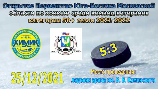 Состоялось Открытое Первенство Юго-Востока Московской области по хоккею среди команд ветеранов категории 50+ сезон 2021-2022 года